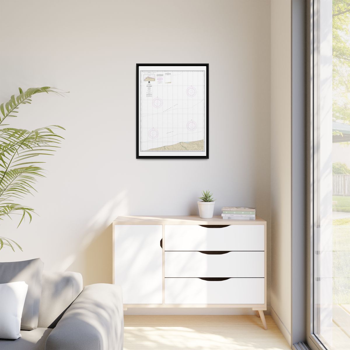 Chart 16104 Cape Sabine - NOAA Nautical Chart Floating Frame Canvas | 24" x 32" | 30" x 40" - Black context-1