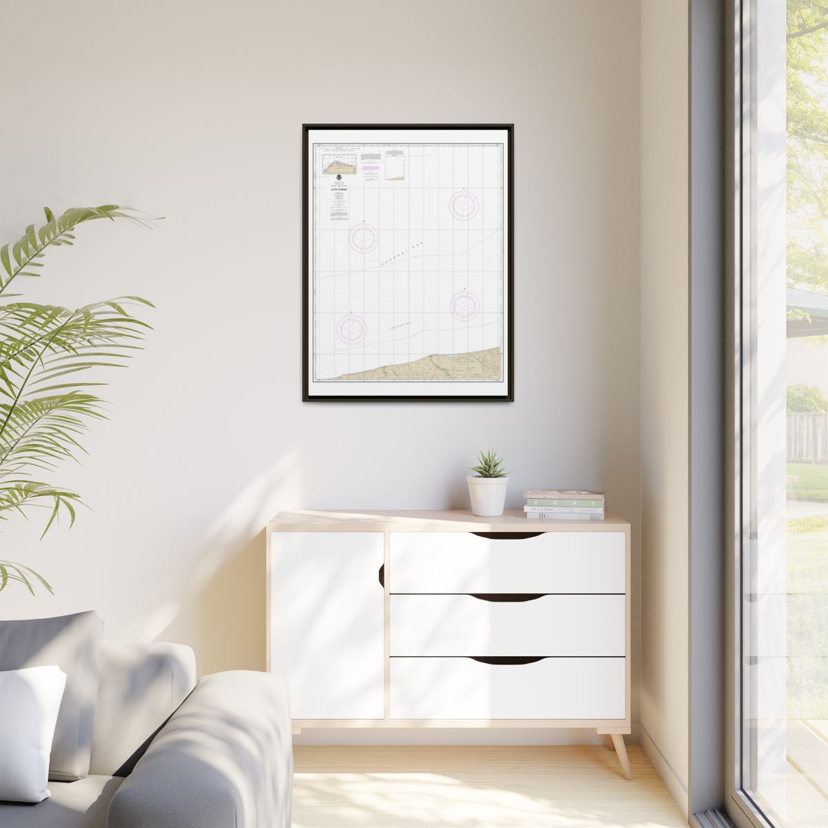 Chart 16104 Cape Sabine - NOAA Nautical Chart Floating Frame Canvas | 24" x 32" | 30" x 40" - Espresso context-1
