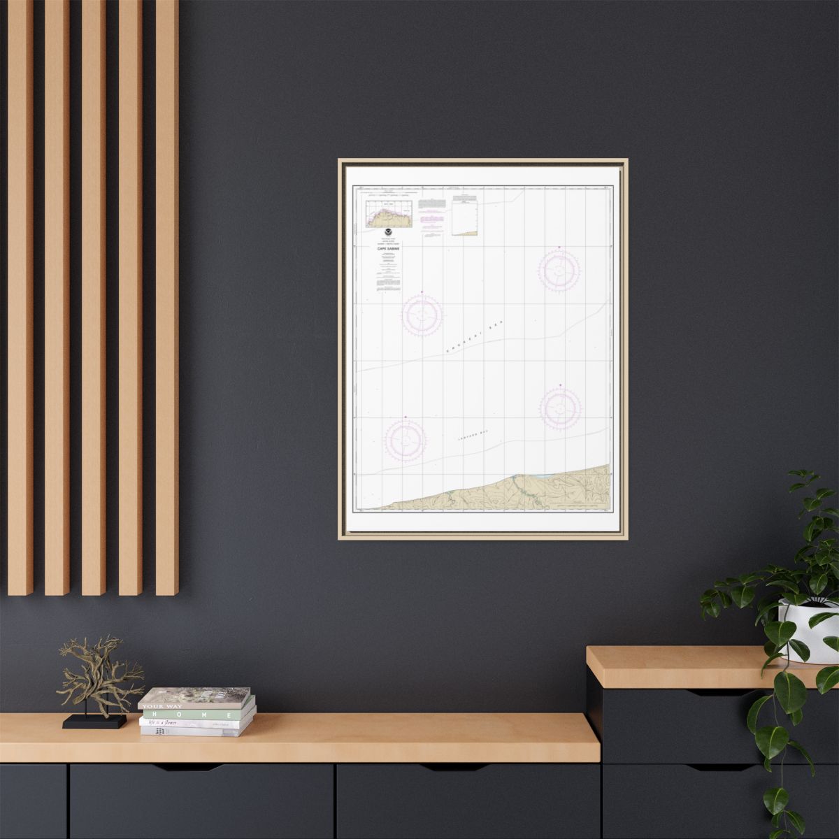 Chart 16104 Cape Sabine - NOAA Nautical Chart Floating Frame Canvas | 24" x 32" | 30" x 40" - Natural context-2