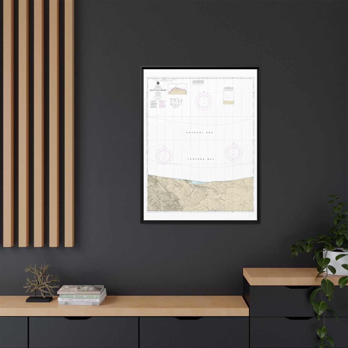 Chart 16121 East of Cape Lisburne - NOAA Nautical Chart Floating Frame Canvas | 24" x 32" | 30" x 40" - Black context-2
