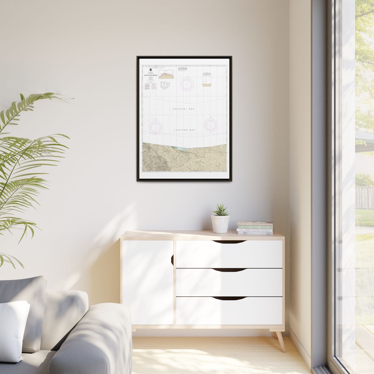 Chart 16121 East of Cape Lisburne - NOAA Nautical Chart Floating Frame Canvas | 24" x 32" | 30" x 40" - Espresso context-1