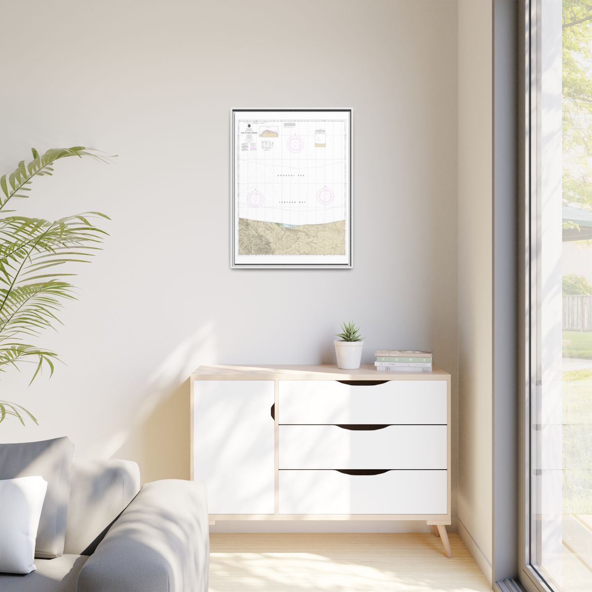 Chart 16121 East of Cape Lisburne - NOAA Nautical Chart Floating Frame Canvas | 24" x 32" | 30" x 40" - White context-1
