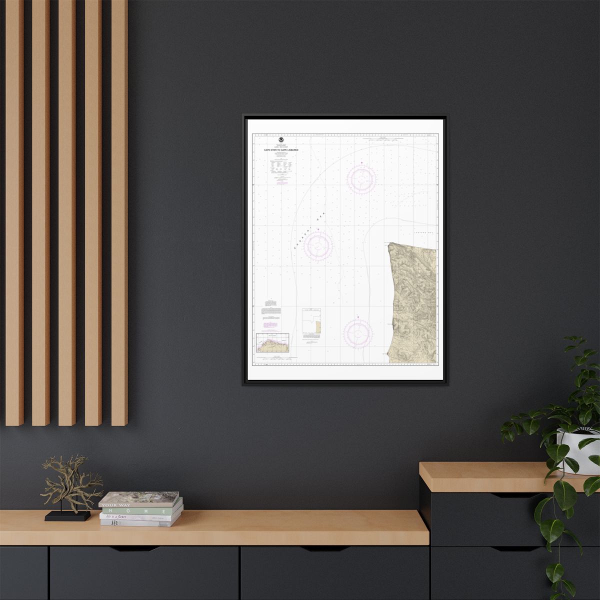 Chart 16122 Cape Dyer to Cape Lisburne - NOAA Nautical Chart Floating Frame Canvas | 24" x 32" | 30" x 40" - Black context-2