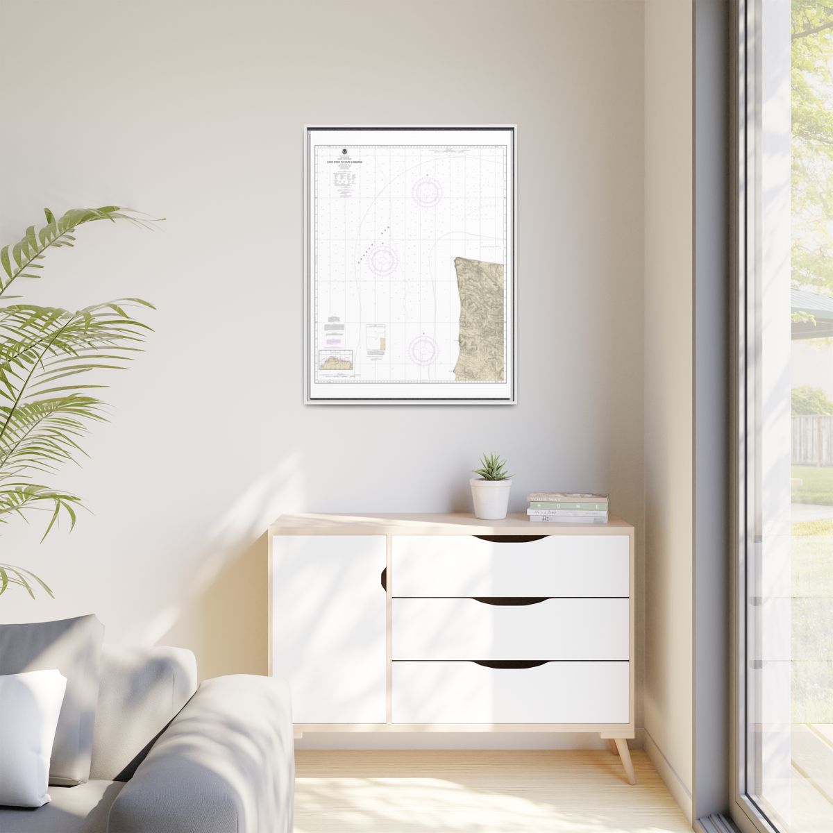 Chart 16122 Cape Dyer to Cape Lisburne - NOAA Nautical Chart Floating Frame Canvas | 24" x 32" | 30" x 40" - White context-1