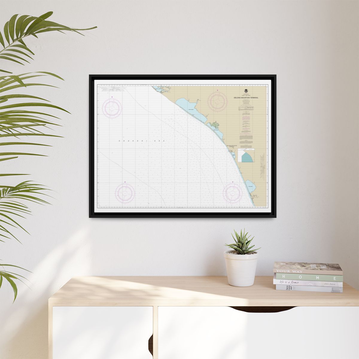 Chart 16145 Alaska - West Coast. Delong Mountain Terminal - NOAA Nautical Chart Floating Frame Canvas | 32" x 24" | 40" x 30" - Black context-1