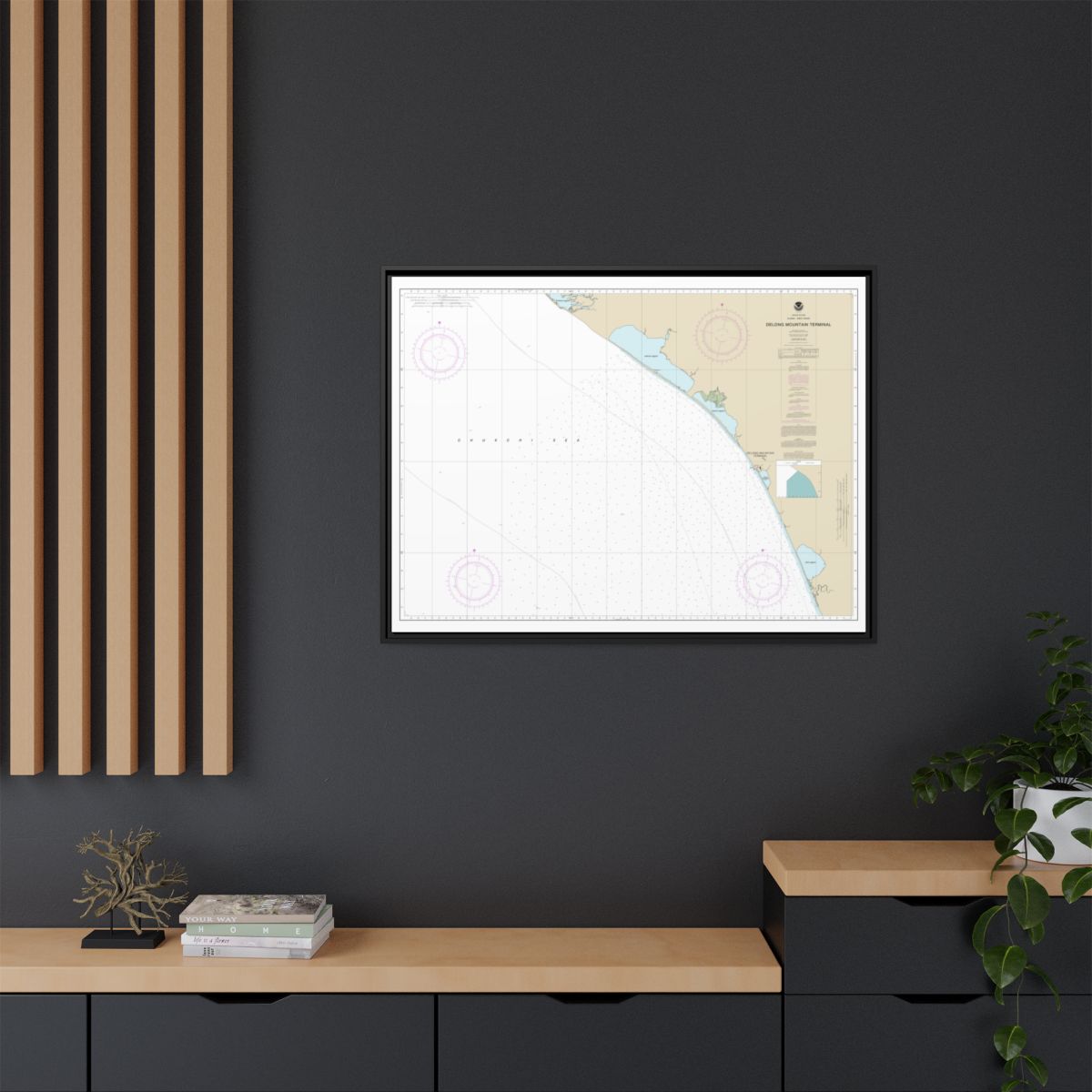 Chart 16145 Alaska - West Coast. Delong Mountain Terminal - NOAA Nautical Chart Floating Frame Canvas | 32" x 24" | 40" x 30" - Black context-2