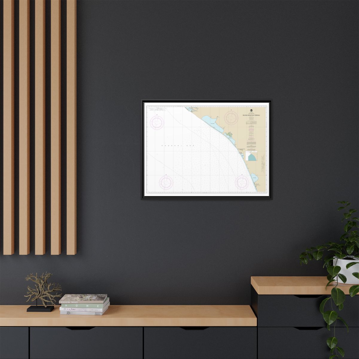 Chart 16145 Alaska - West Coast. Delong Mountain Terminal - NOAA Nautical Chart Floating Frame Canvas | 32" x 24" | 40" x 30" - Black context-2