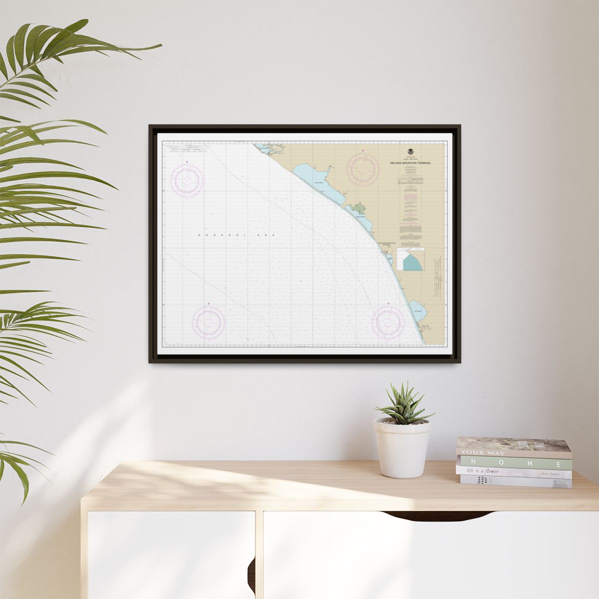 Chart 16145 Alaska - West Coast. Delong Mountain Terminal - NOAA Nautical Chart Floating Frame Canvas | 32" x 24" | 40" x 30" - Espresso context-1