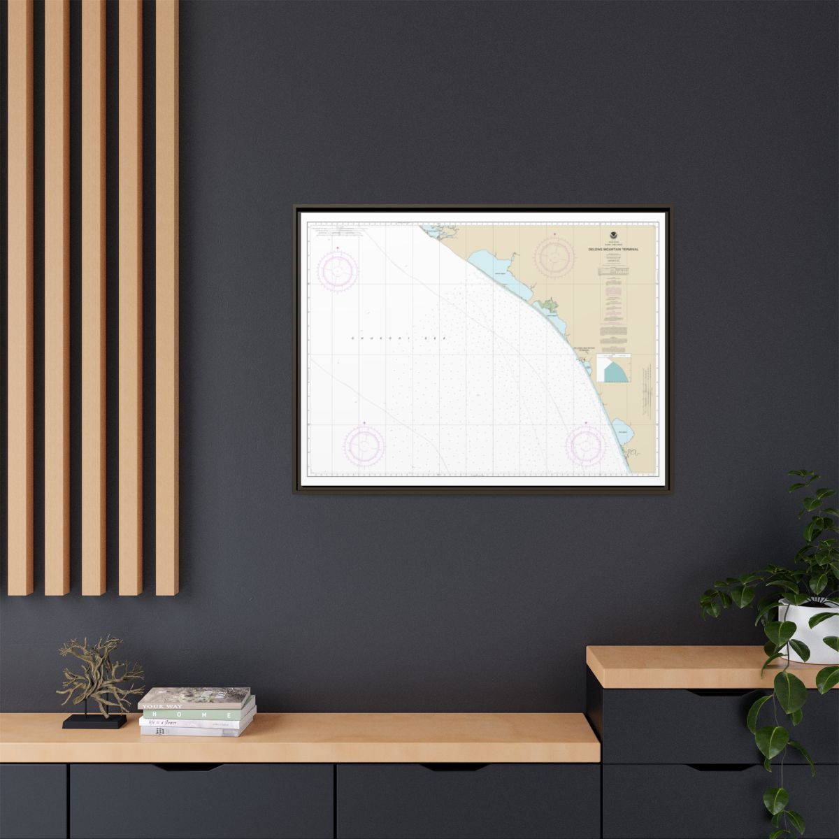 Chart 16145 Alaska - West Coast. Delong Mountain Terminal - NOAA Nautical Chart Floating Frame Canvas | 32" x 24" | 40" x 30" - Espresso context-2