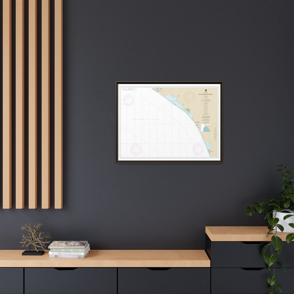 Chart 16145 Alaska - West Coast. Delong Mountain Terminal - NOAA Nautical Chart Floating Frame Canvas | 32" x 24" | 40" x 30" - Espresso context-2