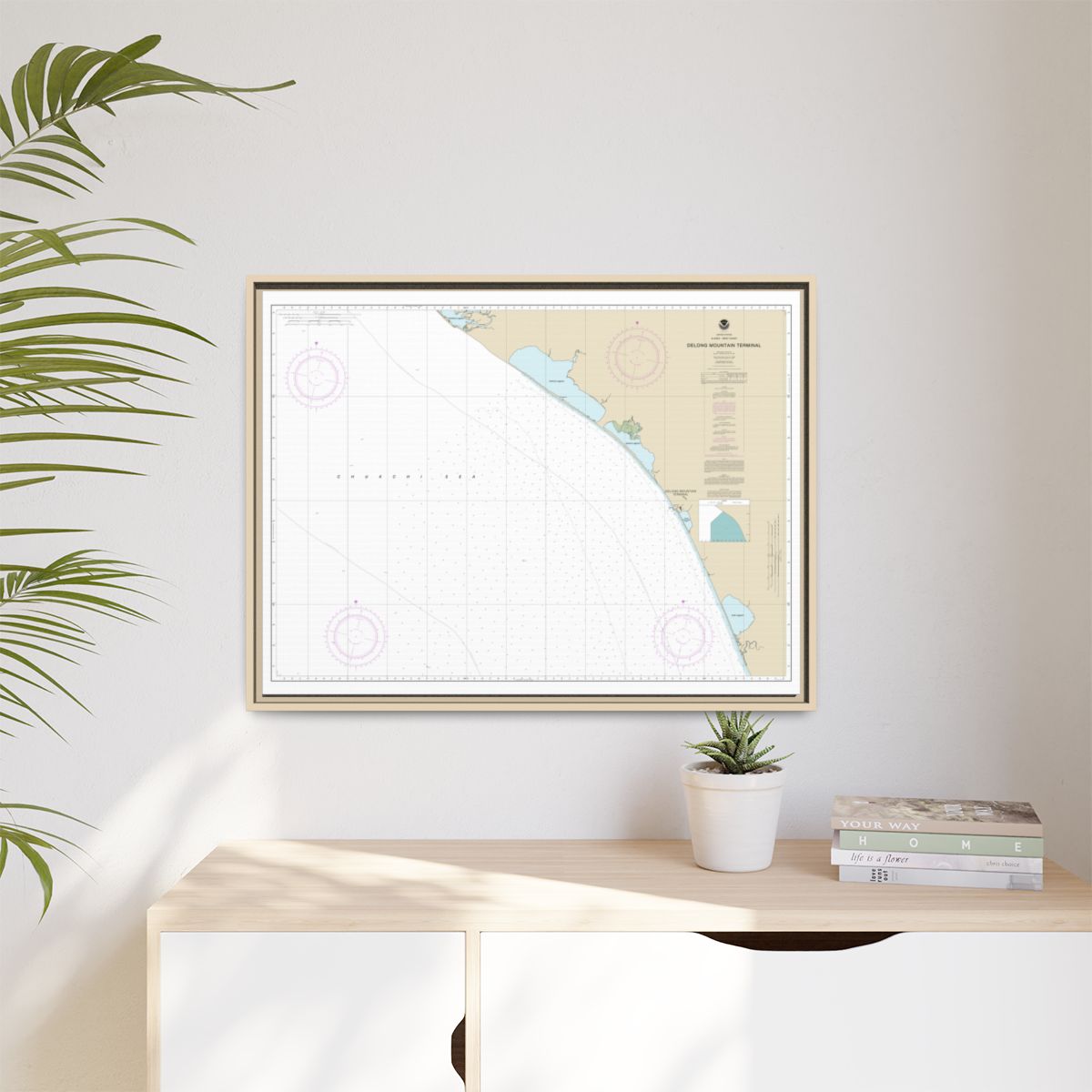 Chart 16145 Alaska - West Coast. Delong Mountain Terminal - NOAA Nautical Chart Floating Frame Canvas | 32" x 24" | 40" x 30" - Natural context-1