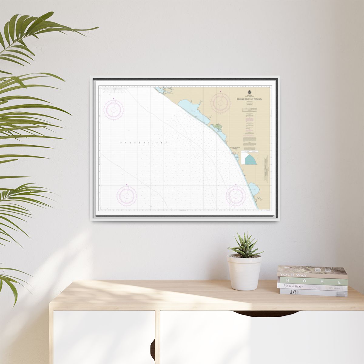 Chart 16145 Alaska - West Coast. Delong Mountain Terminal - NOAA Nautical Chart Floating Frame Canvas | 32" x 24" | 40" x 30" - White context-1