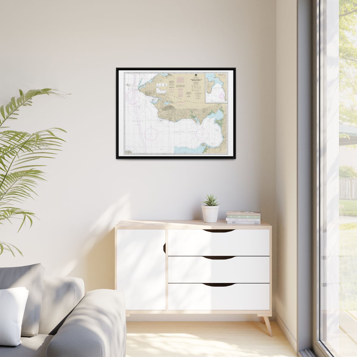 Chart 16200 Norton Sound;Golovnin Bay - NOAA Nautical Chart Floating Frame Canvas | 32" x 24" | 40" x 30" - Black context-1