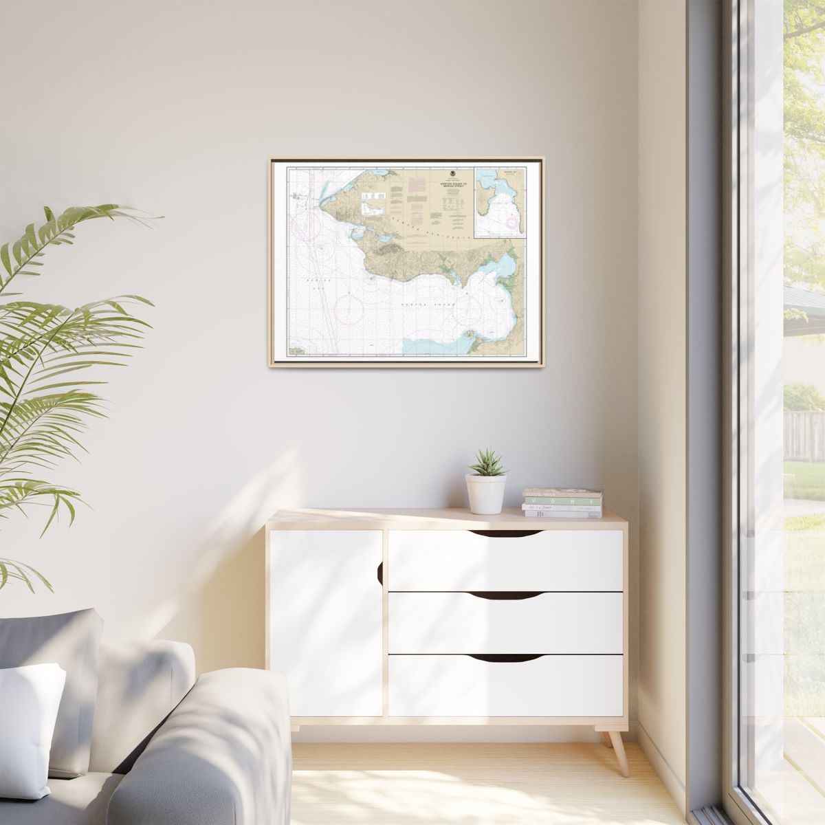 Chart 16200 Norton Sound;Golovnin Bay - NOAA Nautical Chart Floating Frame Canvas | 32" x 24" | 40" x 30" - Natural context-1