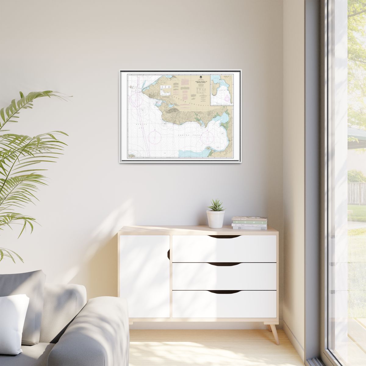 Chart 16200 Norton Sound;Golovnin Bay - NOAA Nautical Chart Floating Frame Canvas | 32" x 24" | 40" x 30" - White context-1