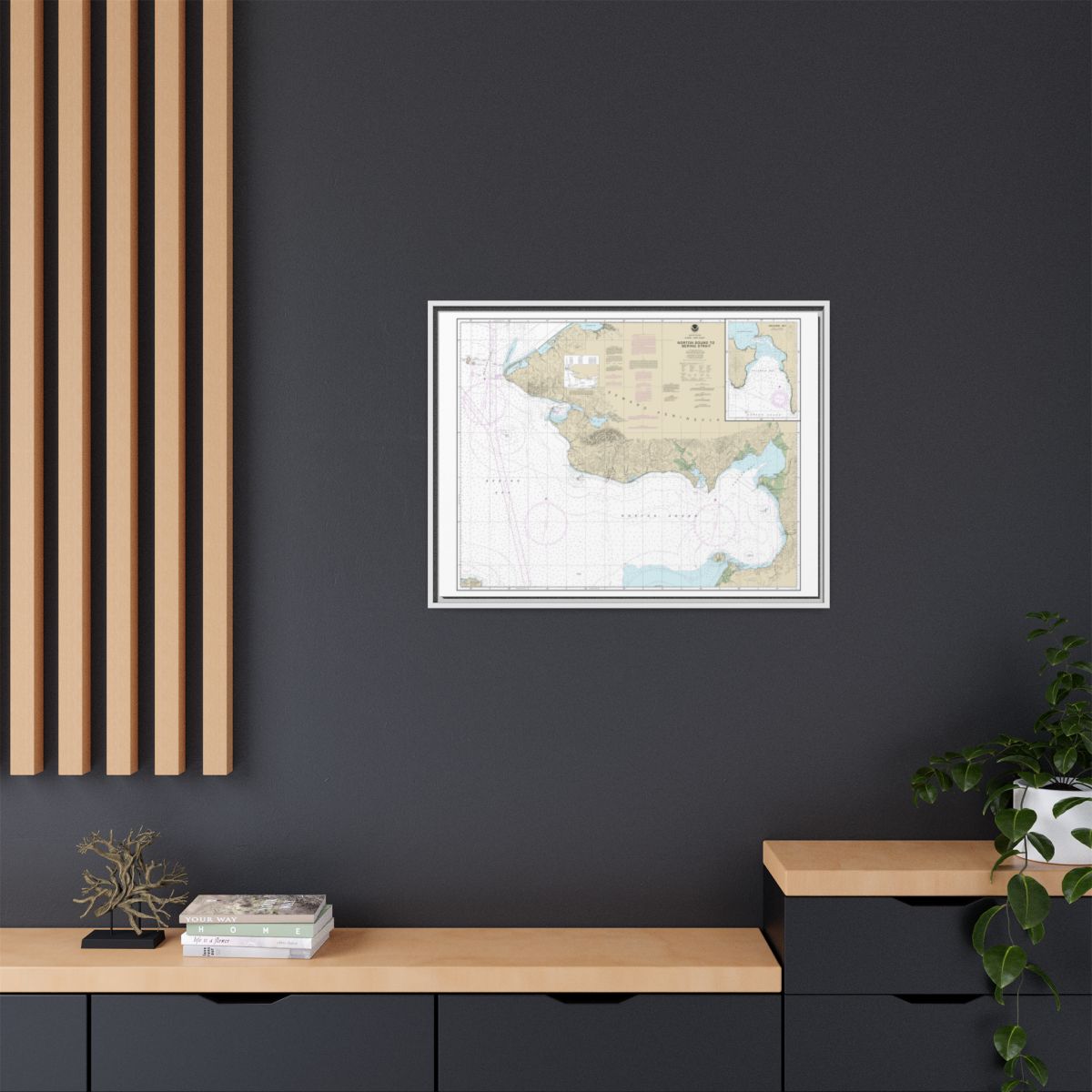 Chart 16200 Norton Sound;Golovnin Bay - NOAA Nautical Chart Floating Frame Canvas | 32" x 24" | 40" x 30" - White context-2