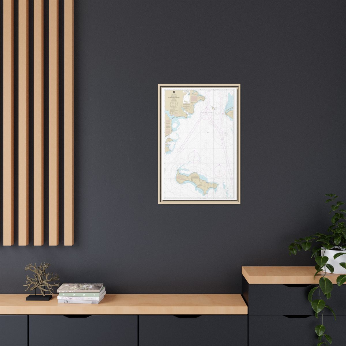 Chart 16220 Bering Sea St. Lawrence Island to Bering Strait - NOAA Nautical Chart Floating Frame Canvas | 20" x 30" | 24" x 36" | 32" x 48" - Natural context-2