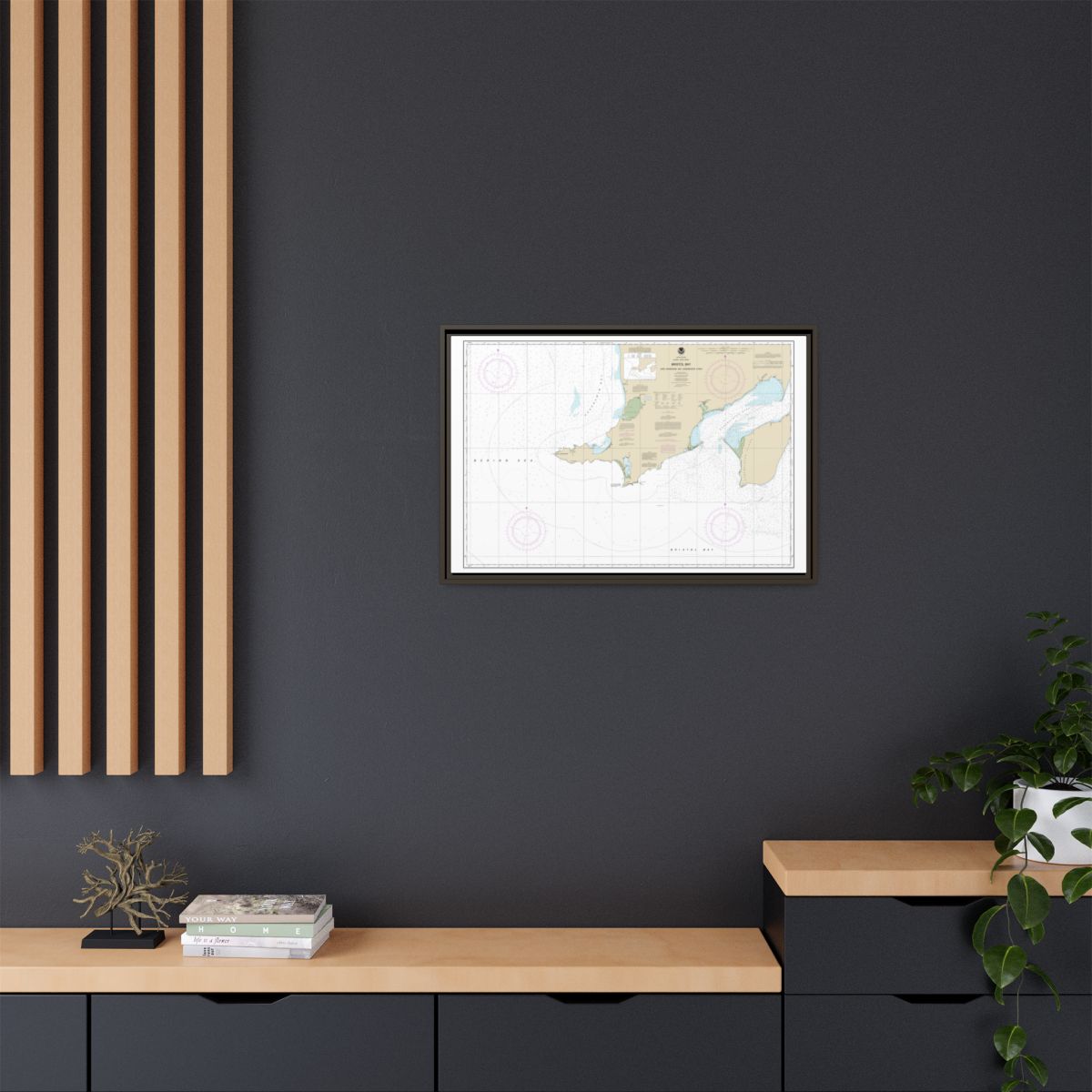 Chart 16305 Bristol Bay-Cape Newenham and Hagemeister Strait - NOAA Nautical Chart Floating Frame Canvas | 30" x 20" | 36" x 24" | 48" x 32" - Espresso context-2
