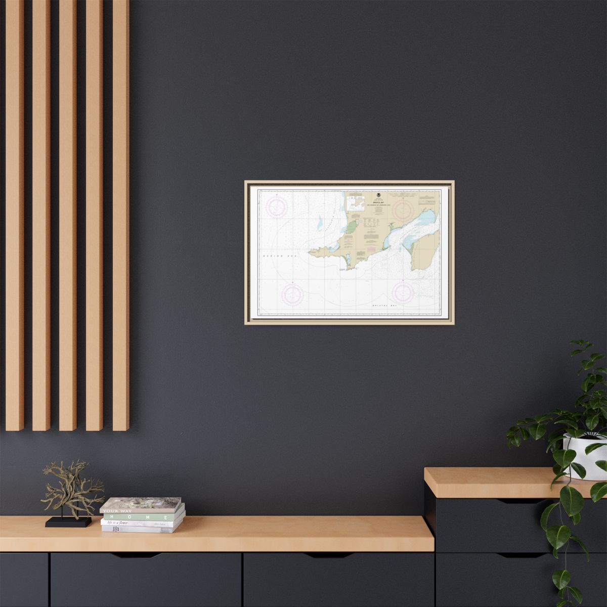 Chart 16305 Bristol Bay-Cape Newenham and Hagemeister Strait - NOAA Nautical Chart Floating Frame Canvas | 30" x 20" | 36" x 24" | 48" x 32" - Natural context-2