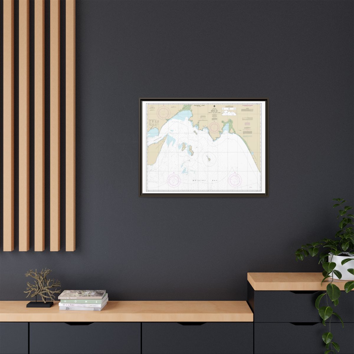 Chart 16315 Bristol Bay-Togiak Bay and Walrus Islands - NOAA Nautical Chart Floating Frame Canvas | 32" x 24" | 40" x 30" - Espresso context-2