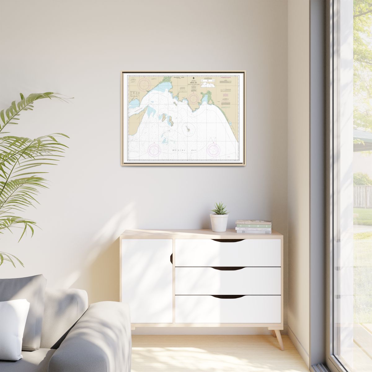 Chart 16315 Bristol Bay-Togiak Bay and Walrus Islands - NOAA Nautical Chart Floating Frame Canvas | 32" x 24" | 40" x 30" - Natural context-1