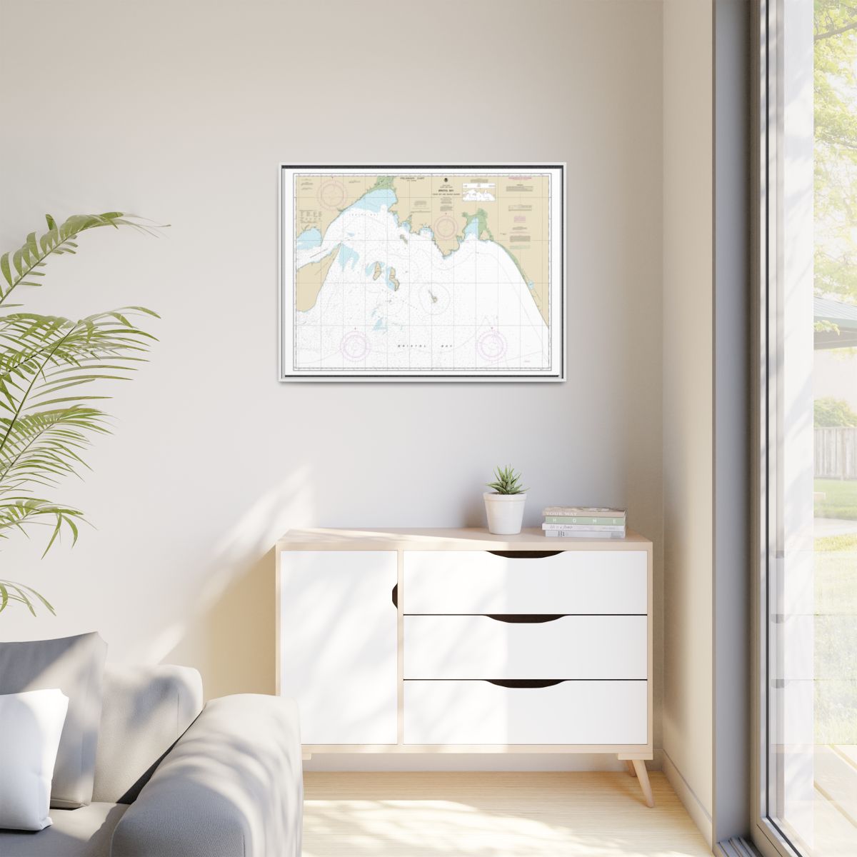 Chart 16315 Bristol Bay-Togiak Bay and Walrus Islands - NOAA Nautical Chart Floating Frame Canvas | 32" x 24" | 40" x 30" - White context-1