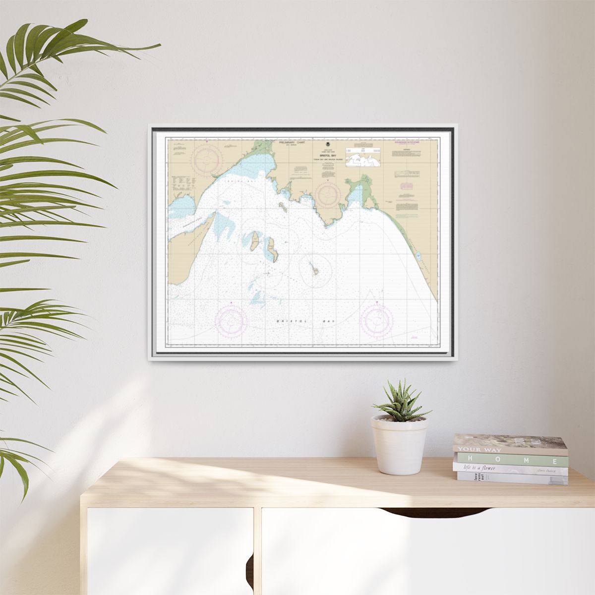 Chart 16315 Bristol Bay-Togiak Bay and Walrus Islands - NOAA Nautical Chart Floating Frame Canvas | 32" x 24" | 40" x 30" - White context-1