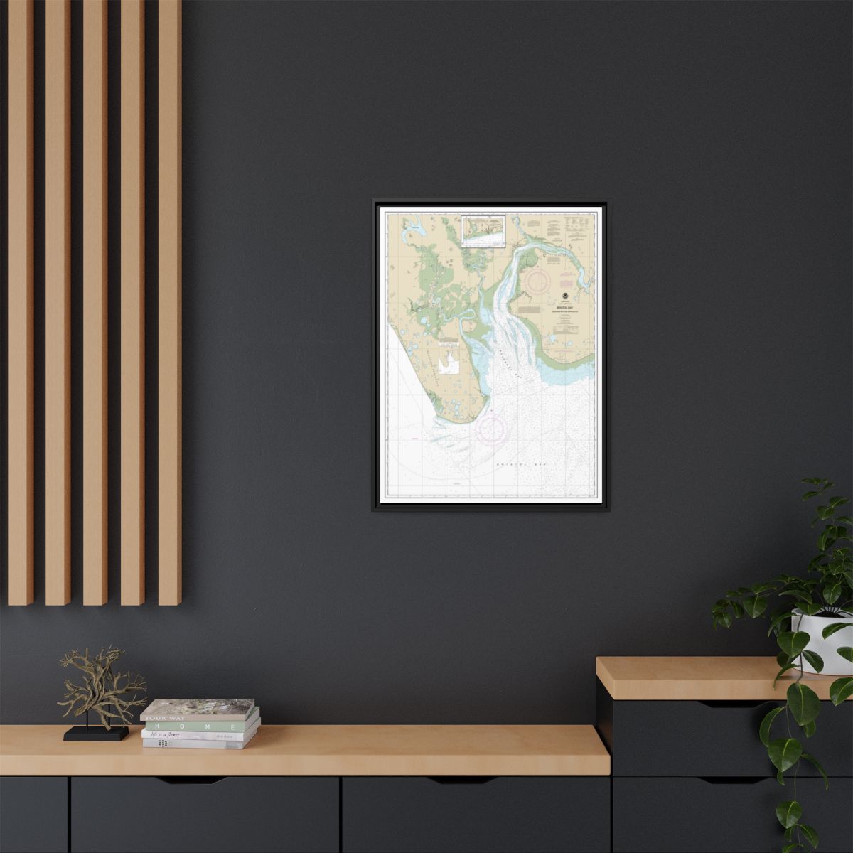 Chart 16322 Bristol Bay-Nushagak B and approaches - NOAA Nautical Chart Floating Frame Canvas | 24" x 32" | 30" x 40" - Black context-2