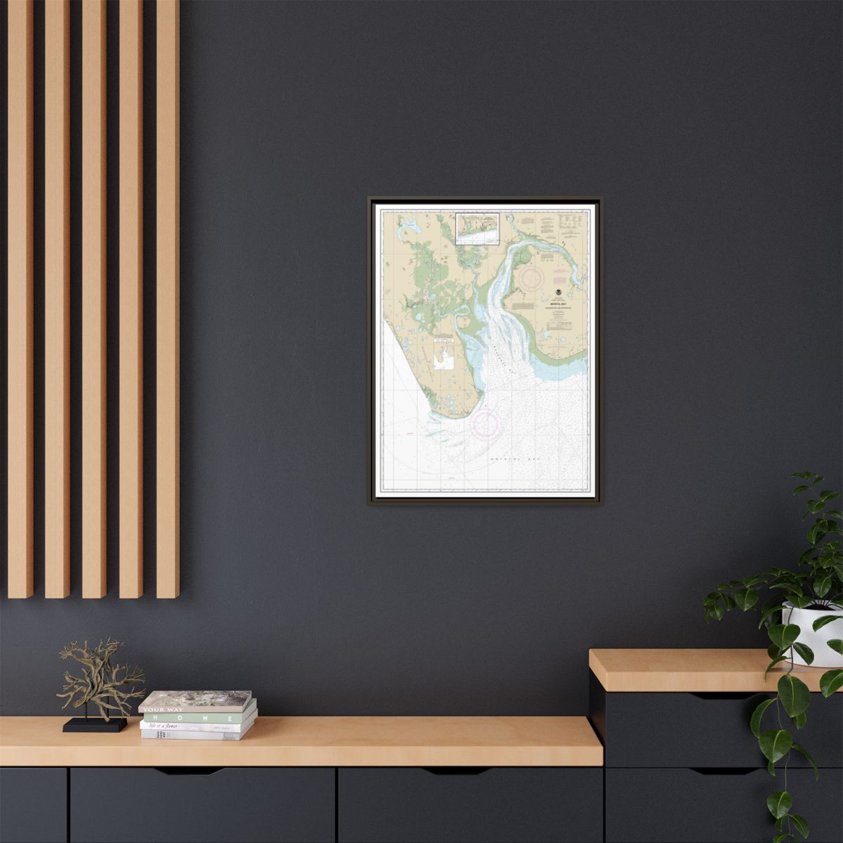 Chart 16322 Bristol Bay-Nushagak B and approaches - NOAA Nautical Chart Floating Frame Canvas | 24" x 32" | 30" x 40" - Espresso context-2