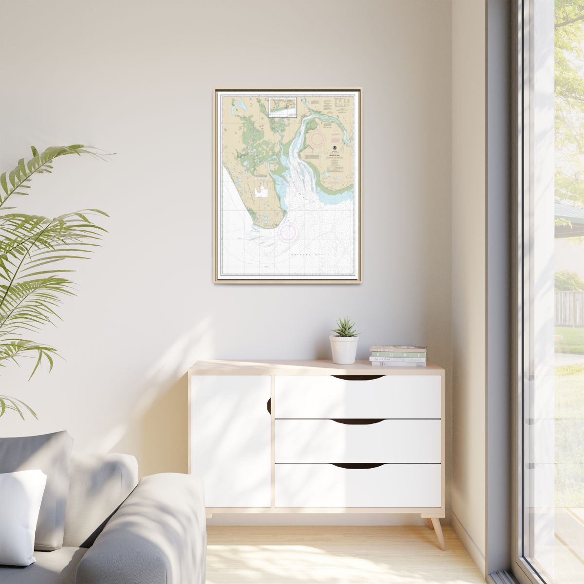 Chart 16322 Bristol Bay-Nushagak B and approaches - NOAA Nautical Chart Floating Frame Canvas | 24" x 32" | 30" x 40" - Natural context-1