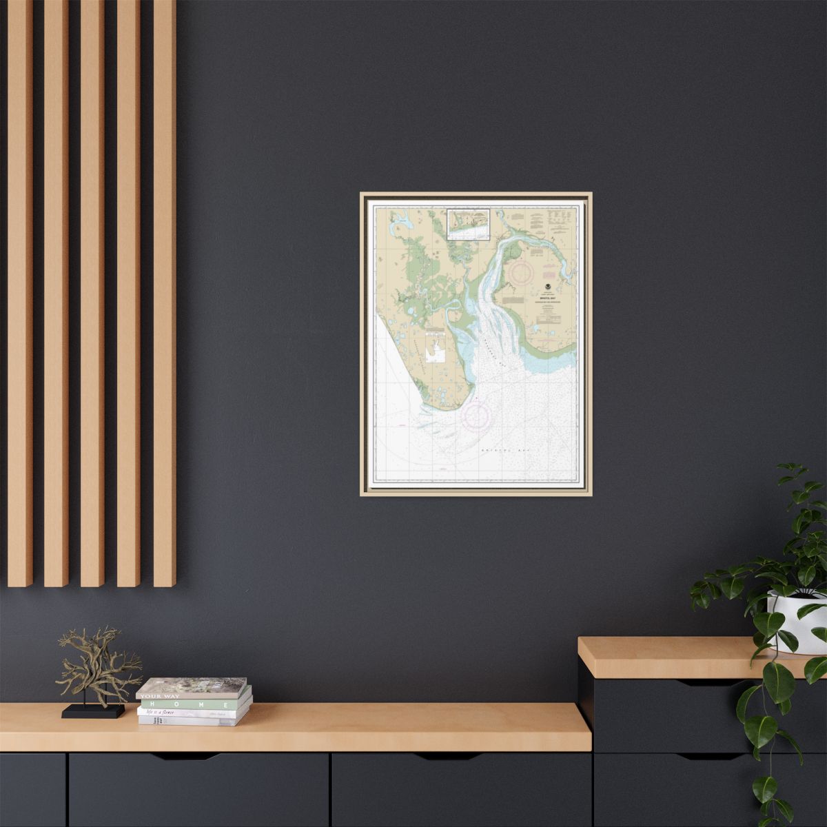 Chart 16322 Bristol Bay-Nushagak B and approaches - NOAA Nautical Chart Floating Frame Canvas | 24" x 32" | 30" x 40" - Natural context-2