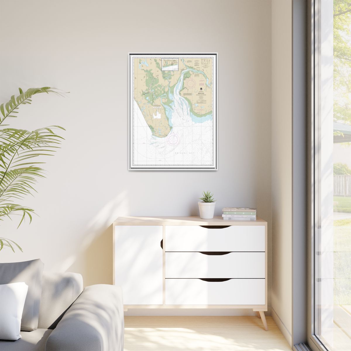 Chart 16322 Bristol Bay-Nushagak B and approaches - NOAA Nautical Chart Floating Frame Canvas | 24" x 32" | 30" x 40" - White context-1