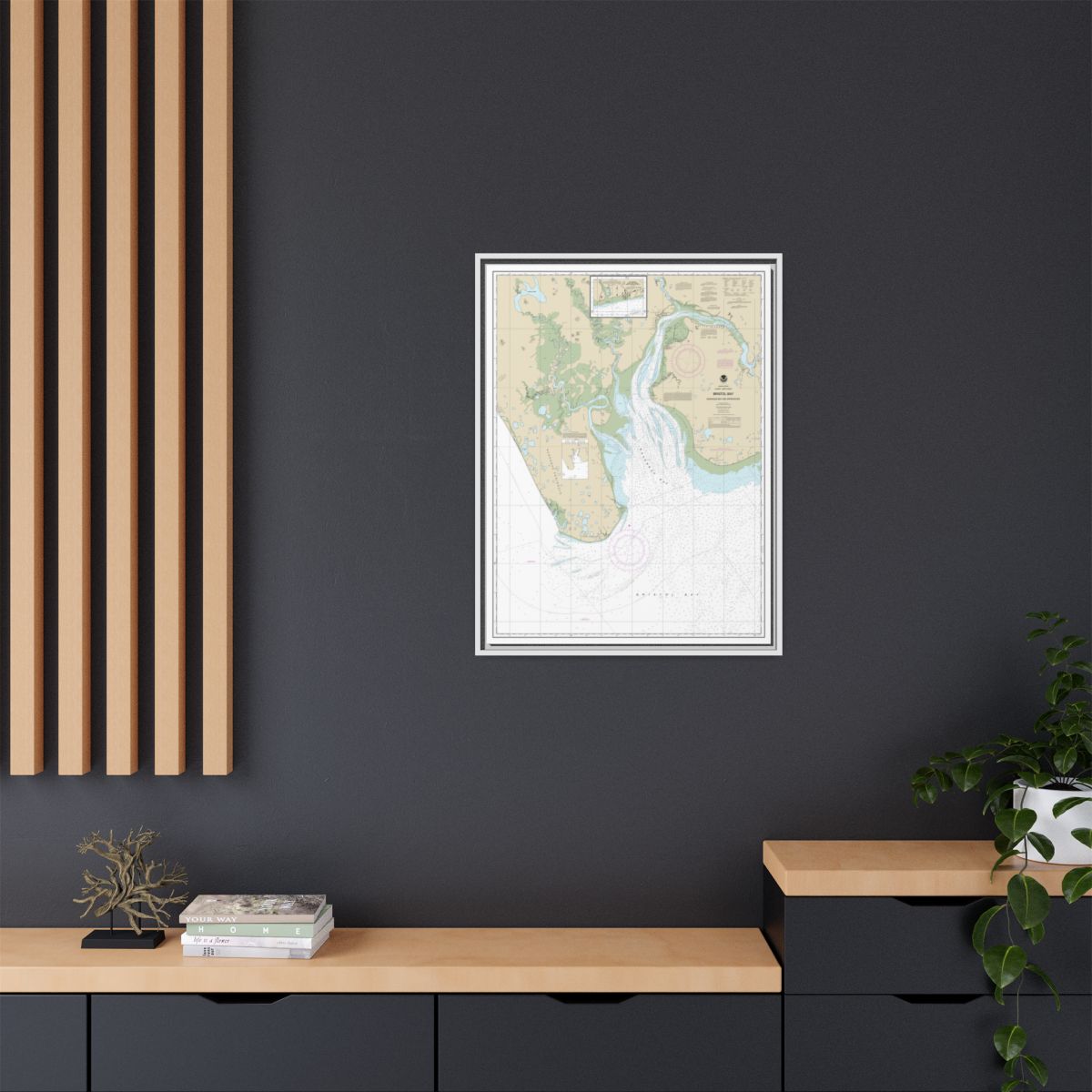 Chart 16322 Bristol Bay-Nushagak B and approaches - NOAA Nautical Chart Floating Frame Canvas | 24" x 32" | 30" x 40" - White context-2