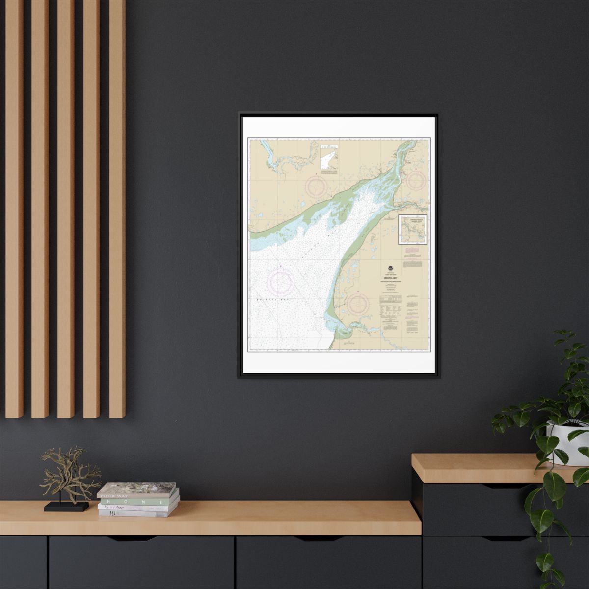 Chart 16323 Bristol Bay-Kvichak Bay and approaches - NOAA Nautical Chart Floating Frame Canvas | 24" x 32" | 30" x 40" - Black context-2