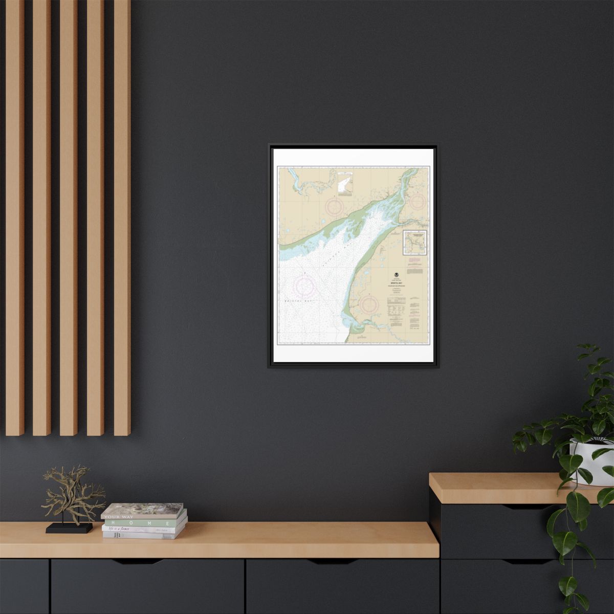 Chart 16323 Bristol Bay-Kvichak Bay and approaches - NOAA Nautical Chart Floating Frame Canvas | 24" x 32" | 30" x 40" - Black context-2