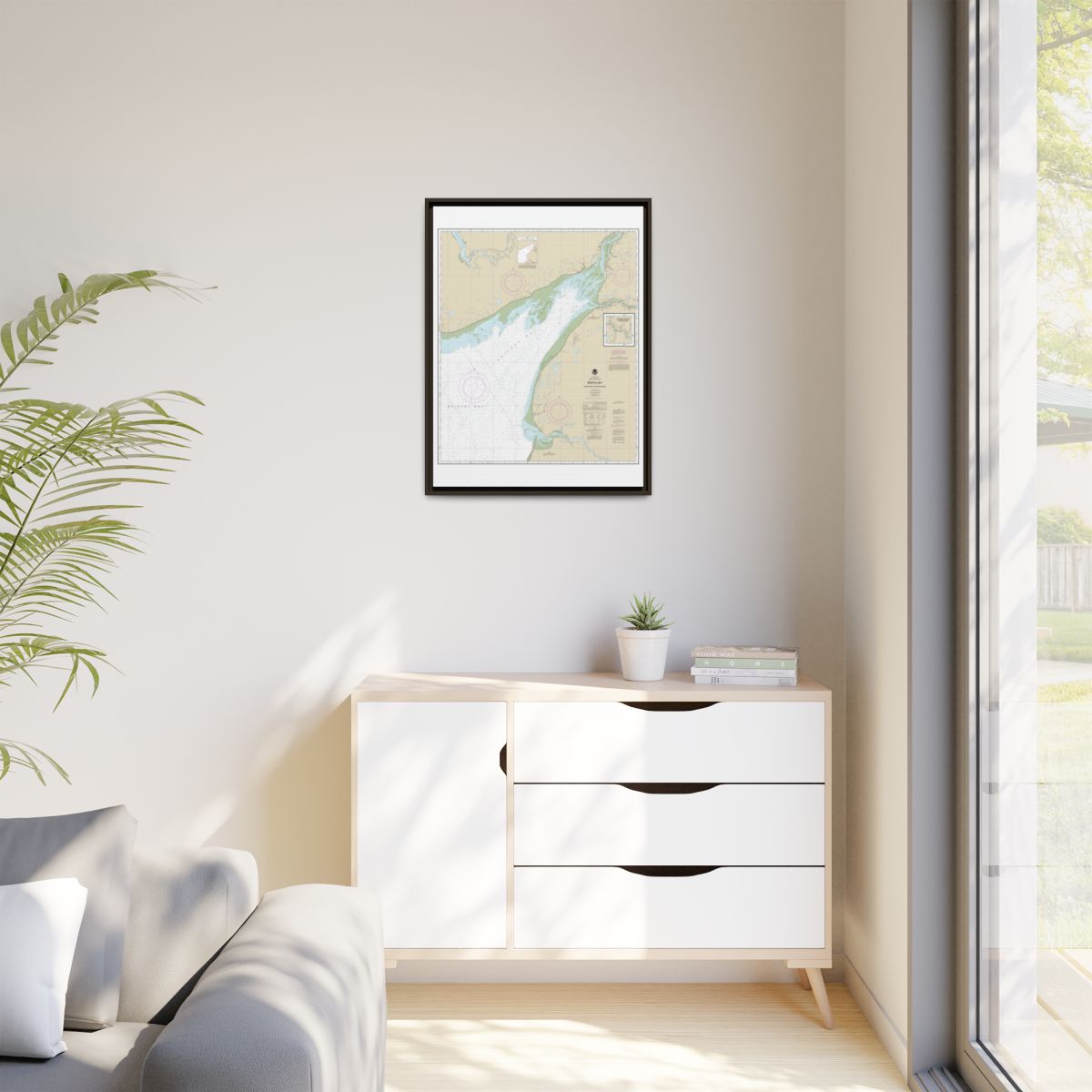 Chart 16323 Bristol Bay-Kvichak Bay and approaches - NOAA Nautical Chart Floating Frame Canvas | 24" x 32" | 30" x 40" - Espresso context-1
