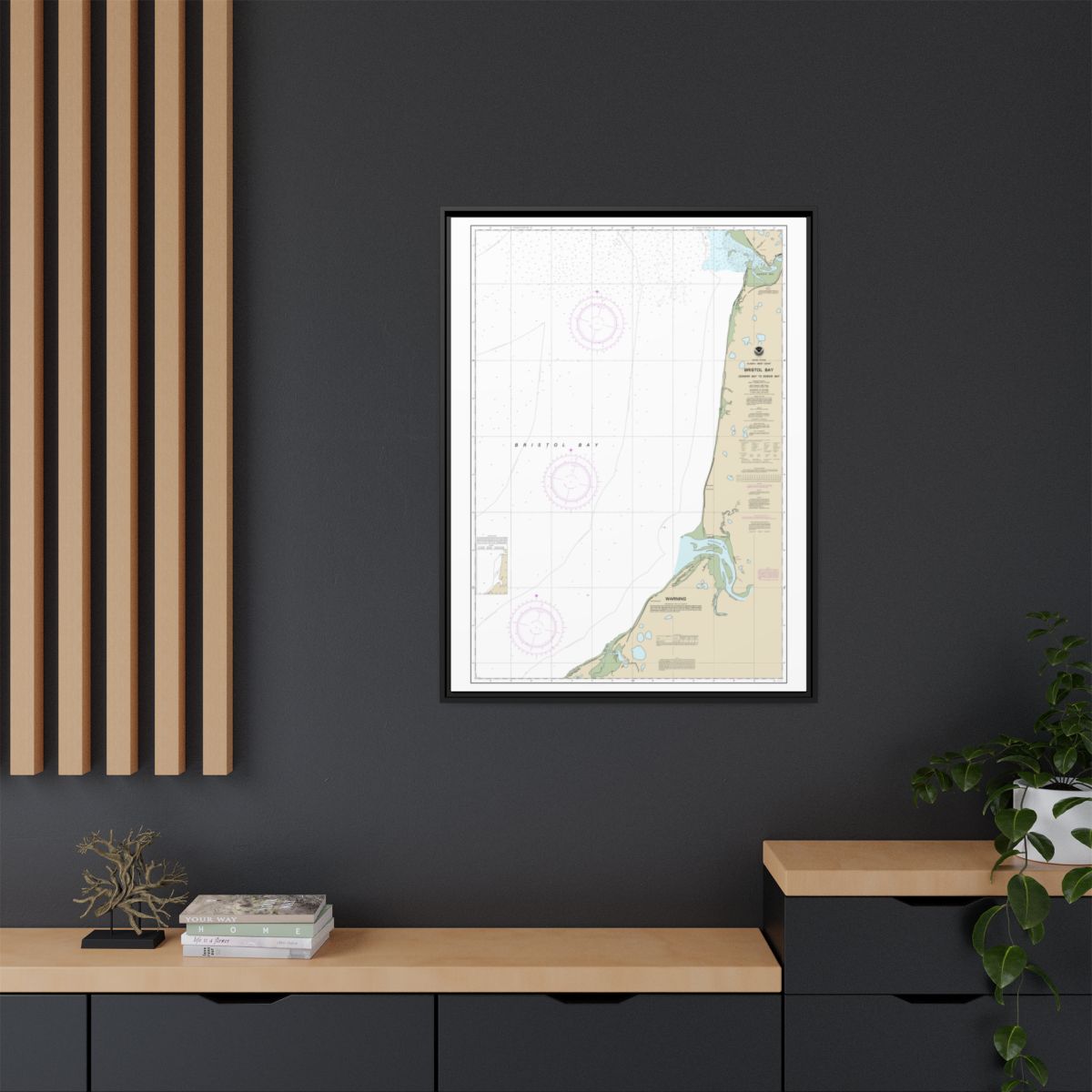 Chart 16338 Bristol Bay-Ugashik Bay to Egegik Bay - NOAA Nautical Chart Floating Frame Canvas | 24" x 32" | 30" x 40" - Black context-2