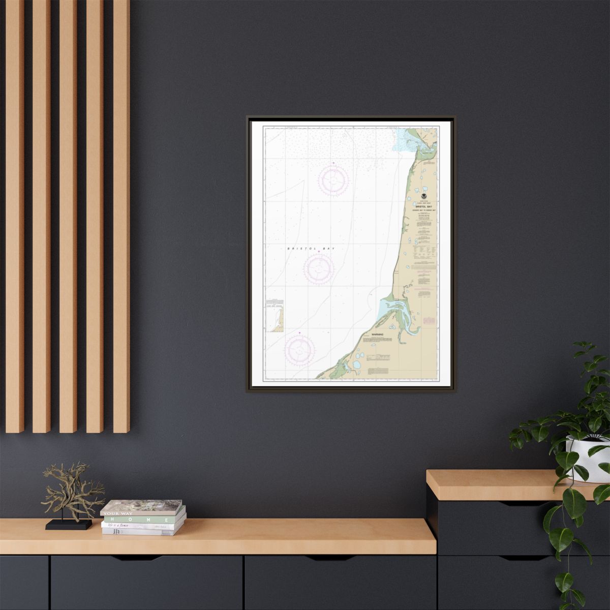 Chart 16338 Bristol Bay-Ugashik Bay to Egegik Bay - NOAA Nautical Chart Floating Frame Canvas | 24" x 32" | 30" x 40" - Espresso context-2