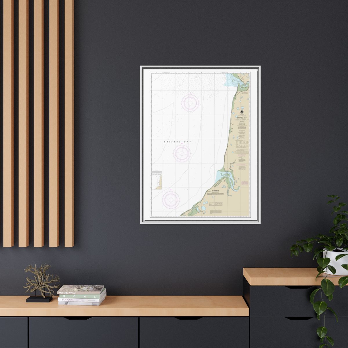 Chart 16338 Bristol Bay-Ugashik Bay to Egegik Bay - NOAA Nautical Chart Floating Frame Canvas | 24" x 32" | 30" x 40" - White context-2