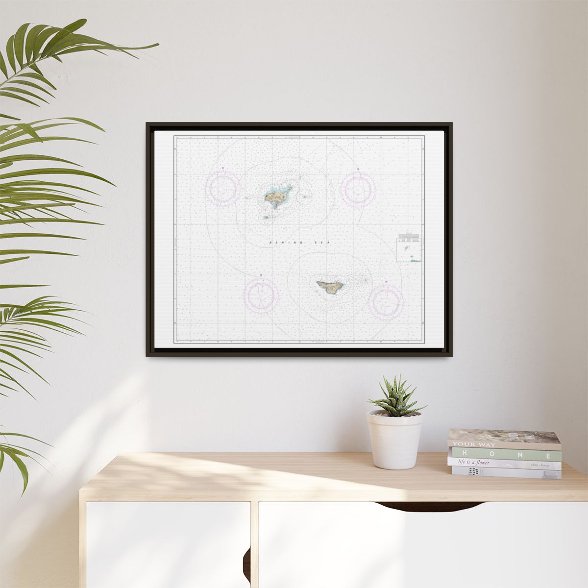 Chart 16380 Pribilof Islands - NOAA Nautical Chart Floating Frame Canvas | 32" x 24" | 40" x 30" - Espresso context-1