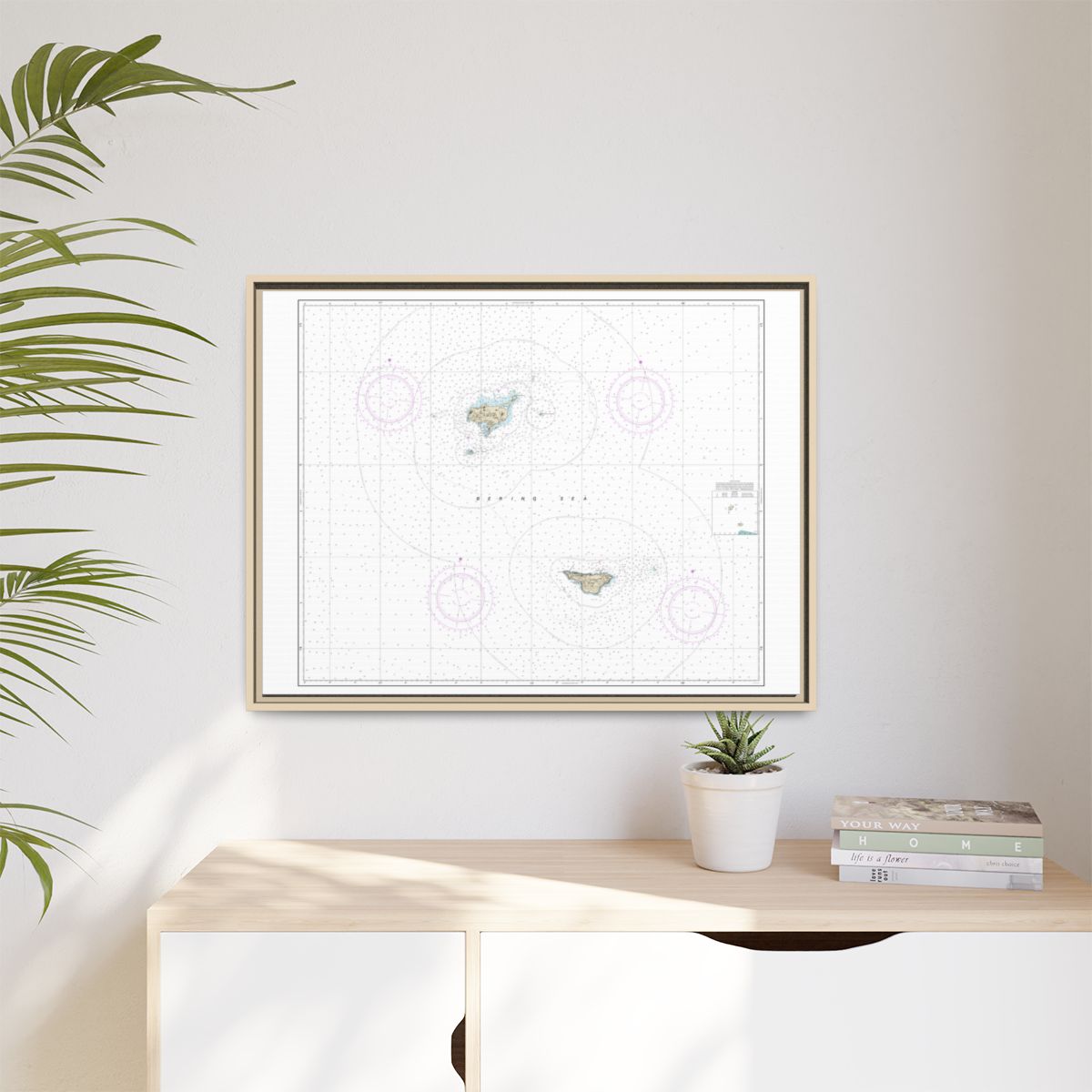 Chart 16380 Pribilof Islands - NOAA Nautical Chart Floating Frame Canvas | 32" x 24" | 40" x 30" - Natural context-1