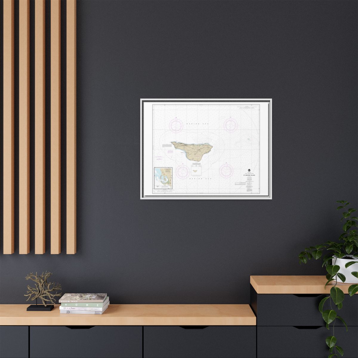Chart 16381 St. George Island, Pribilof Islands - NOAA Nautical Chart Floating Frame Canvas | 32" x 24" | 40" x 30" - White context-2
