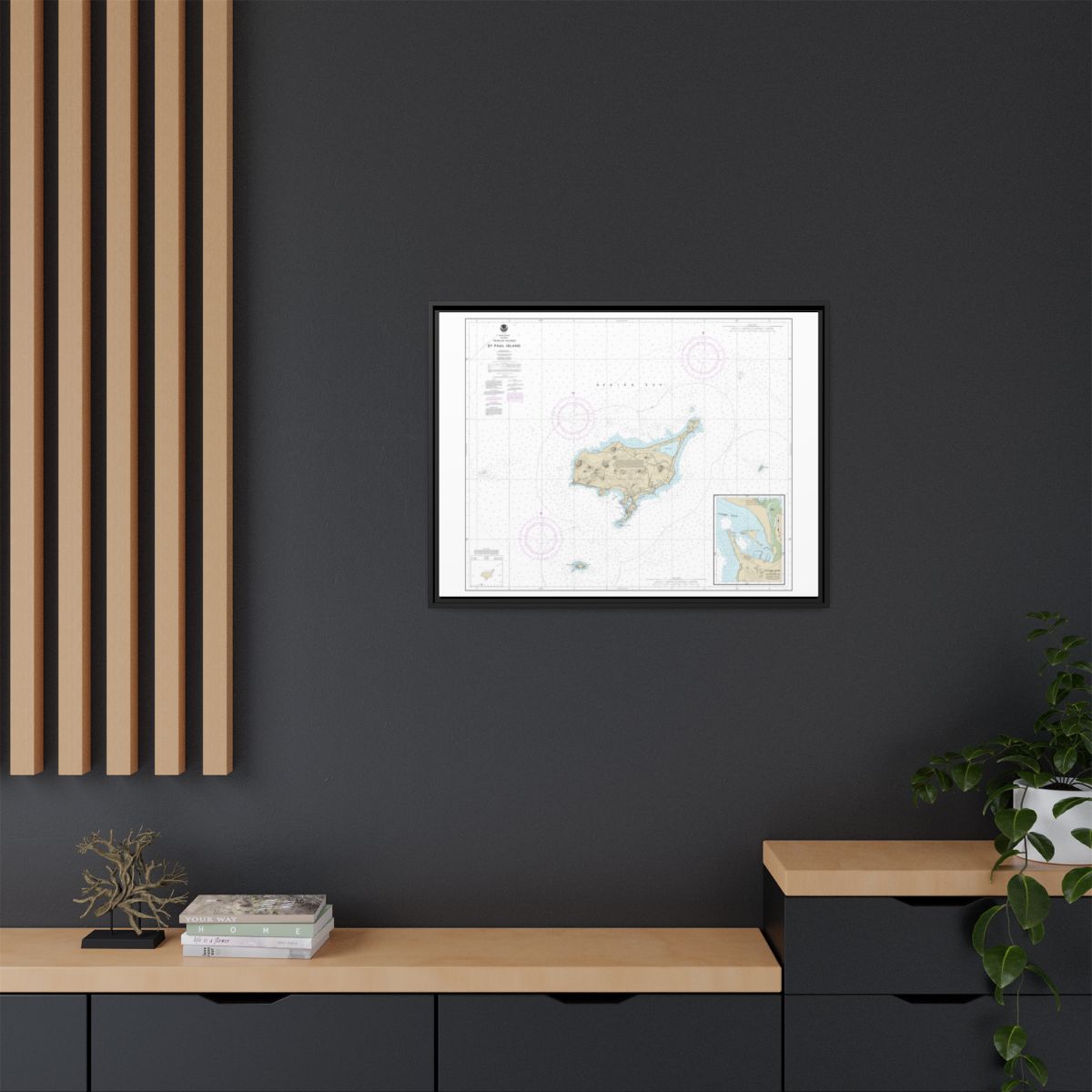 Chart 16382 St. Paul Island, Pribilof Islands - NOAA Nautical Chart Floating Frame Canvas | 32" x 24" | 40" x 30" - Black context-2
