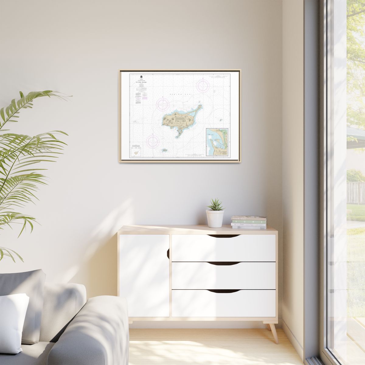 Chart 16382 St. Paul Island, Pribilof Islands - NOAA Nautical Chart Floating Frame Canvas | 32" x 24" | 40" x 30" - Natural context-1