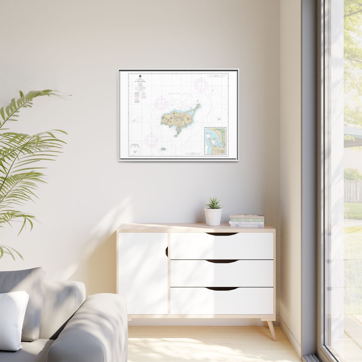 Chart 16382 St. Paul Island, Pribilof Islands - NOAA Nautical Chart Floating Frame Canvas | 32" x 24" | 40" x 30" - White context-1