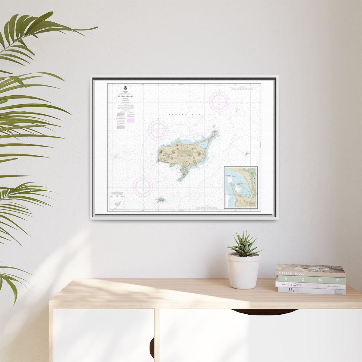 Chart 16382 St. Paul Island, Pribilof Islands - NOAA Nautical Chart Floating Frame Canvas | 32" x 24" | 40" x 30" - White context-1