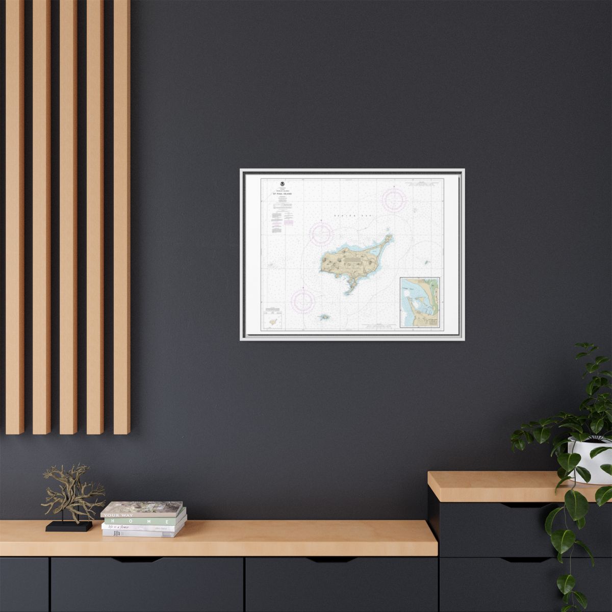 Chart 16382 St. Paul Island, Pribilof Islands - NOAA Nautical Chart Floating Frame Canvas | 32" x 24" | 40" x 30" - White context-2