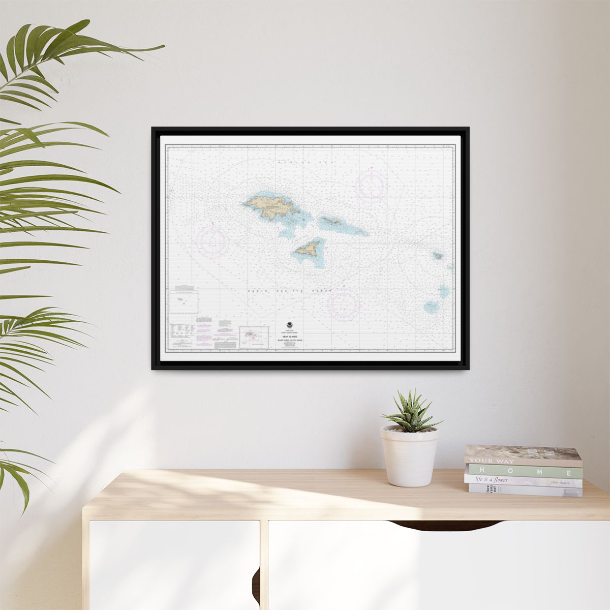 Chart 16420 Near Islands Buldir Island to Attu Island - NOAA Nautical Chart Floating Frame Canvas | 32" x 24" | 40" x 30" - Black context-1