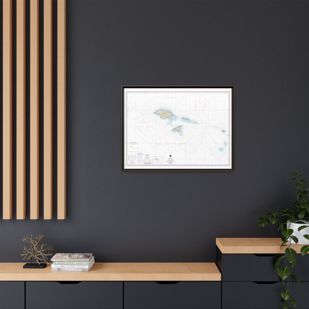 Chart 16420 Near Islands Buldir Island to Attu Island - NOAA Nautical Chart Floating Frame Canvas | 32" x 24" | 40" x 30" - Espresso context-2