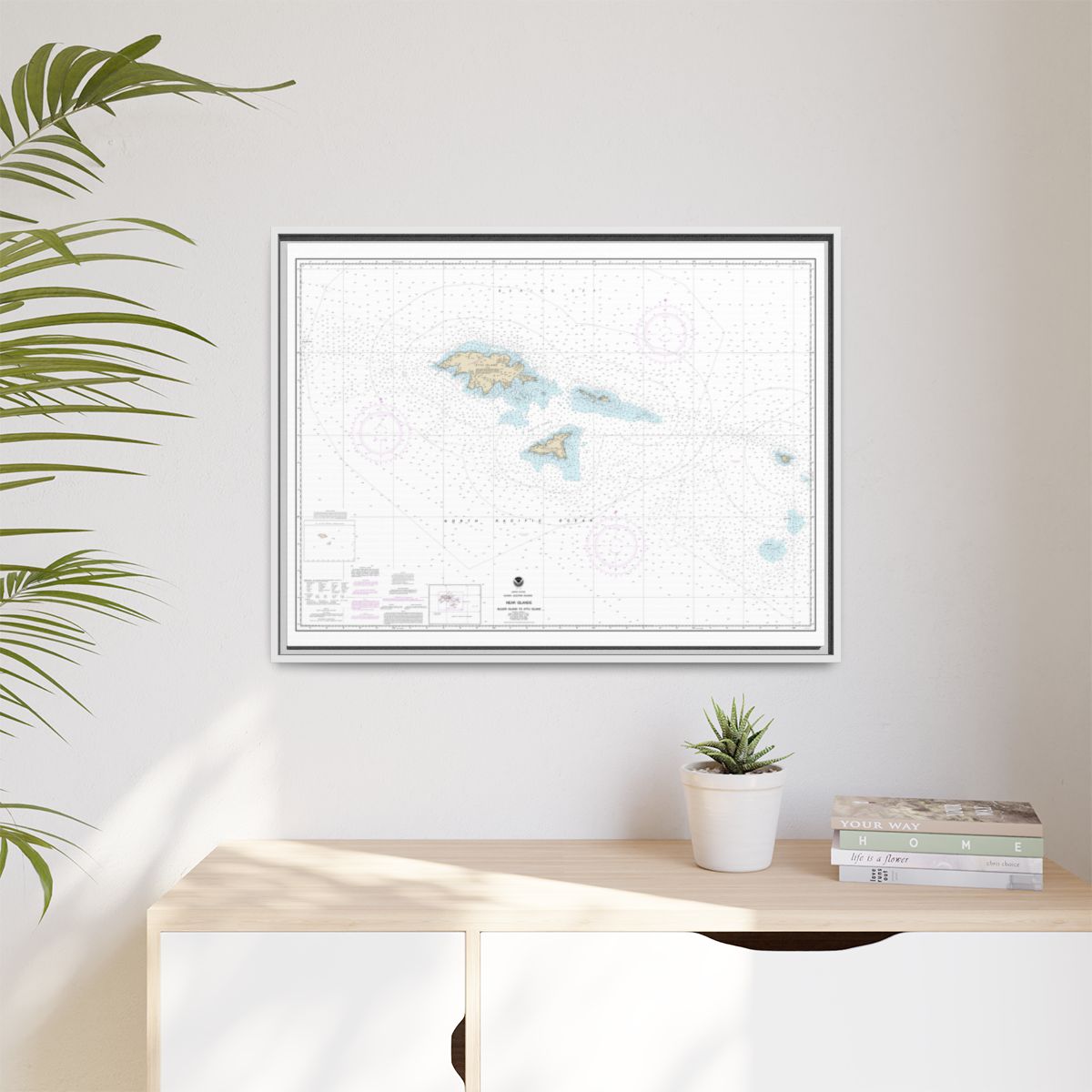 Chart 16420 Near Islands Buldir Island to Attu Island - NOAA Nautical Chart Floating Frame Canvas | 32" x 24" | 40" x 30" - White context-1